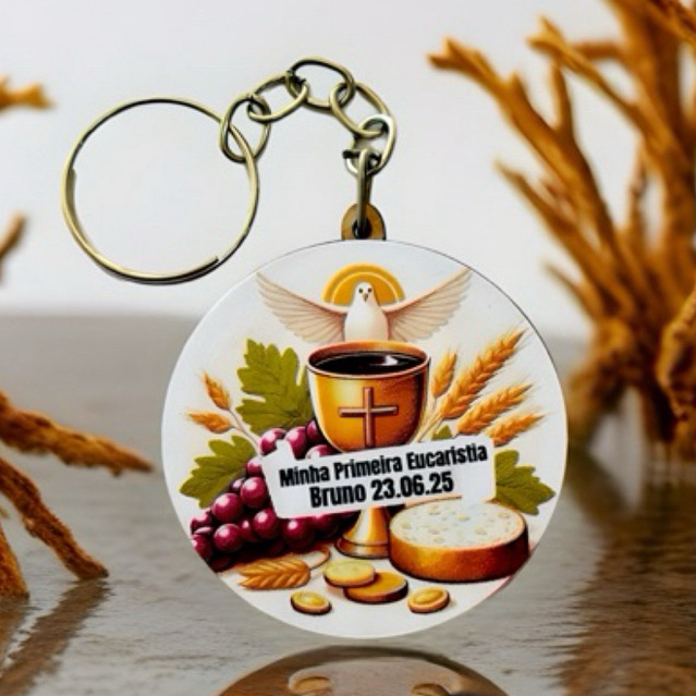 KIT Chaveiro Eucaristia, MDF, adesivado, decoração igreja