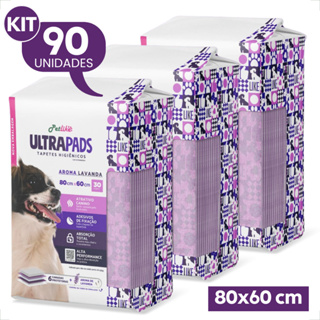 Kit 3 Tapete Higiênico Ultra Pads 80x60 Aroma Lavanda - 90 Unidades em Oferta na Shopee