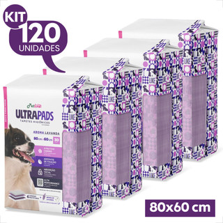 Kit 4 Tapete Higiênico PetLike Ultra Pads Lavanda 80x60 - 120 Unidades