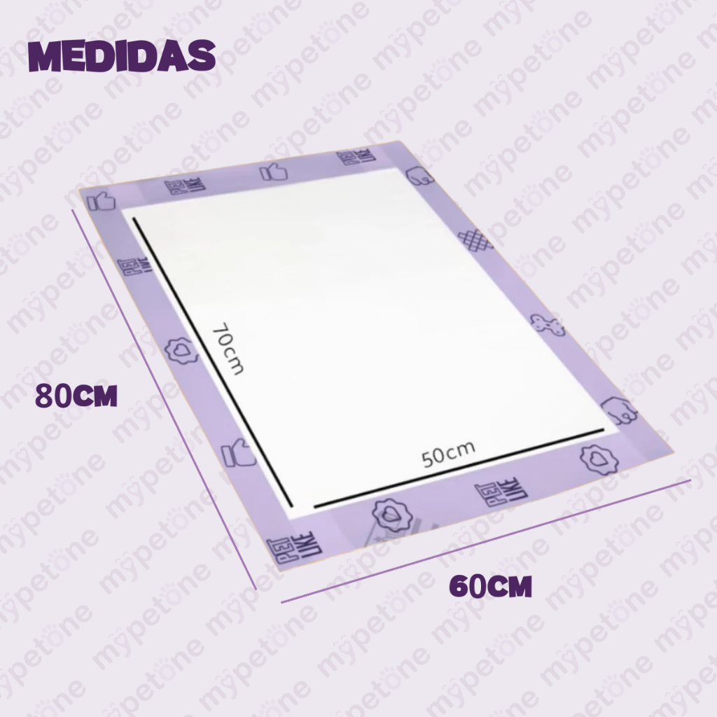 Detalhes do Kit 4 Tapete Higiênico PetLike Ultra Pads Lavanda 80x60 - 120 Unidades