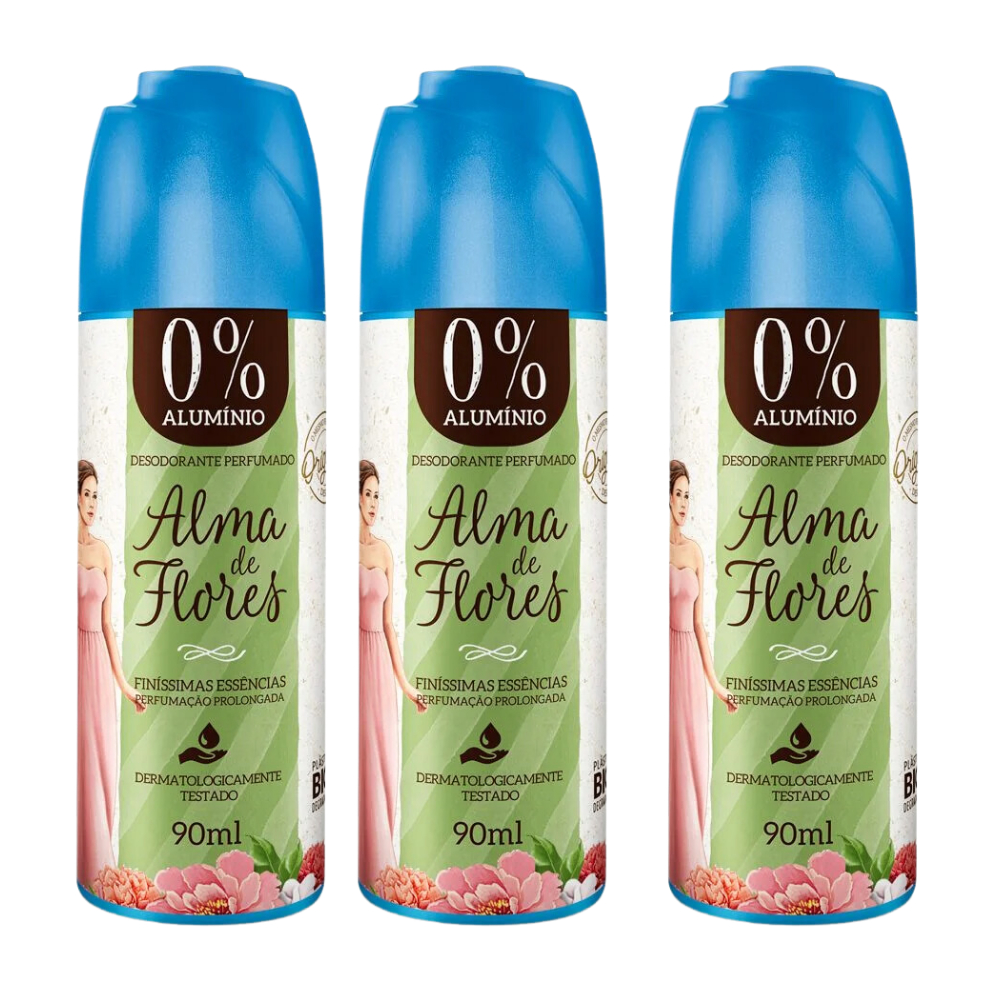 Kit 3 Desodorante Spray Alma de Flores Clássico 90ml