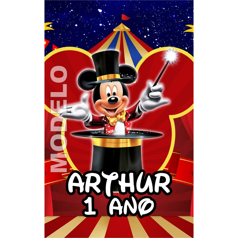15 Adesivos Tubete Mickey Circo M1 - Etiqueta - Rótulo - Lembrancinha - Tag
