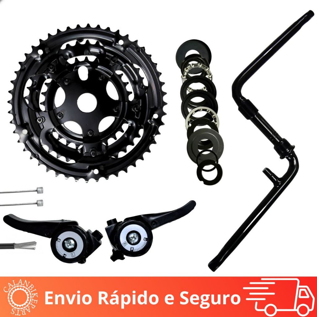 Kit Passador Coroa Tripla Bike Mtb Bicicleta 24/26 Relação Transmissão 18v