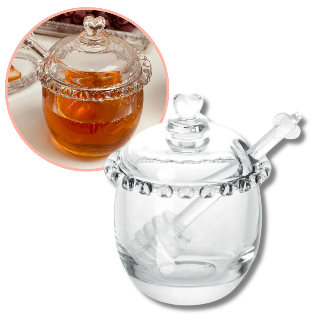 Meleira Coração Cristal Com Tampa e Pegador Lyor em Oferta na Shopee