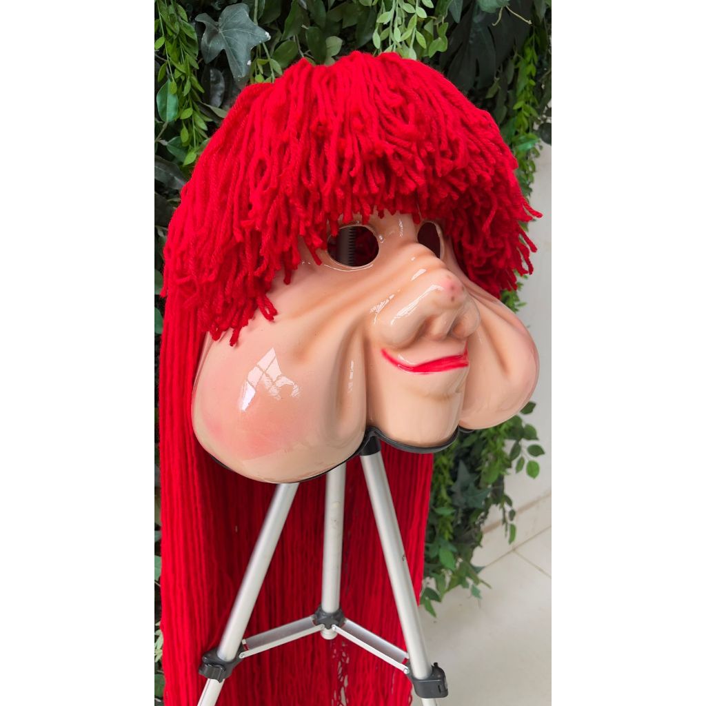 Fofão máscara de fibra cabelo lã vermelho longo alta qualidade acabamento com super brilho