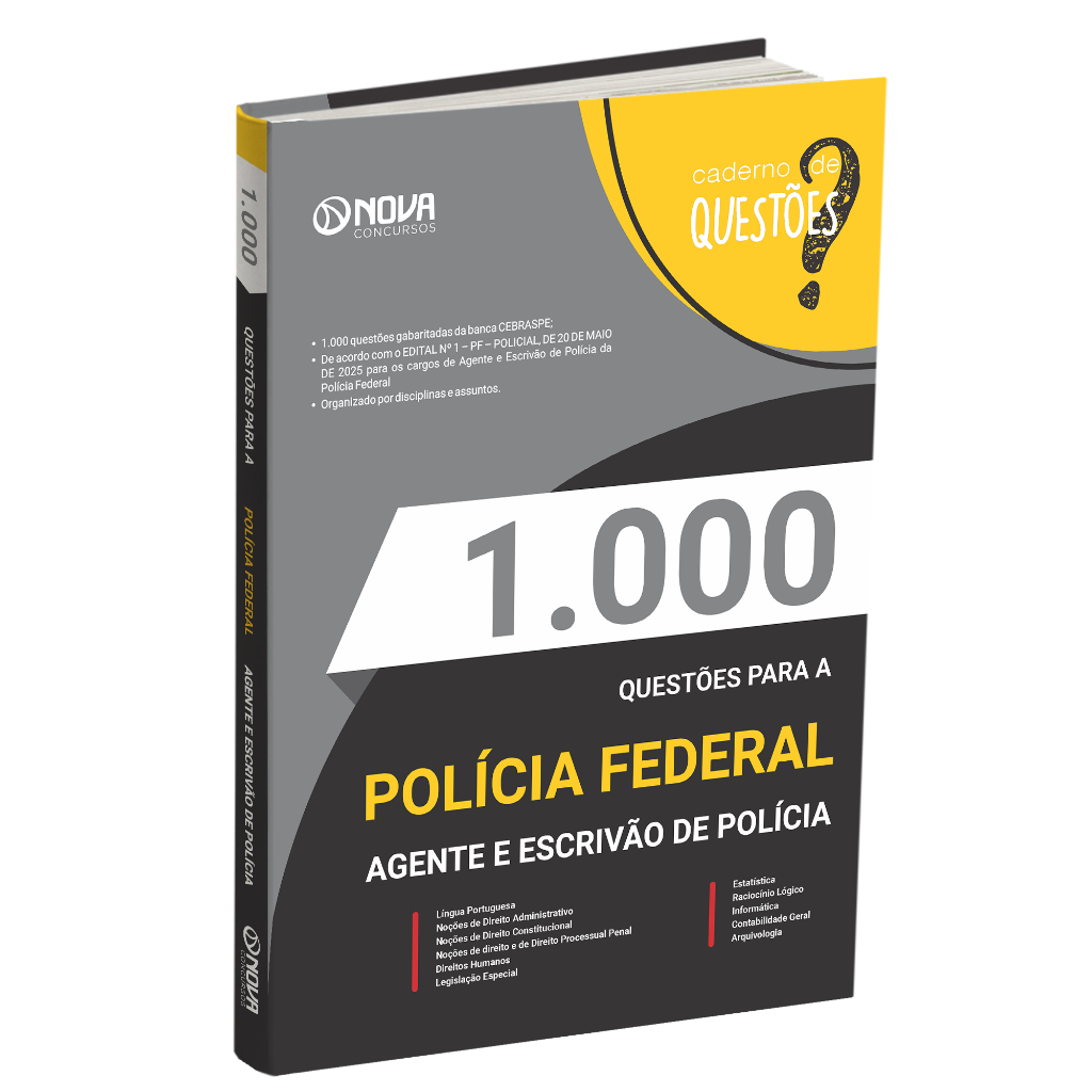 Imagem Livro 1.000 Questões Gabaritadas PF - Agente e Escrivão de Polícia Federal