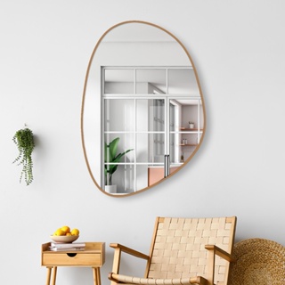 Espelho Decorativo Orgânico 60x40cm com Couro Ecológico Para  Lavabos Salas  Quartos Escritórios, em Oferta na Shopee