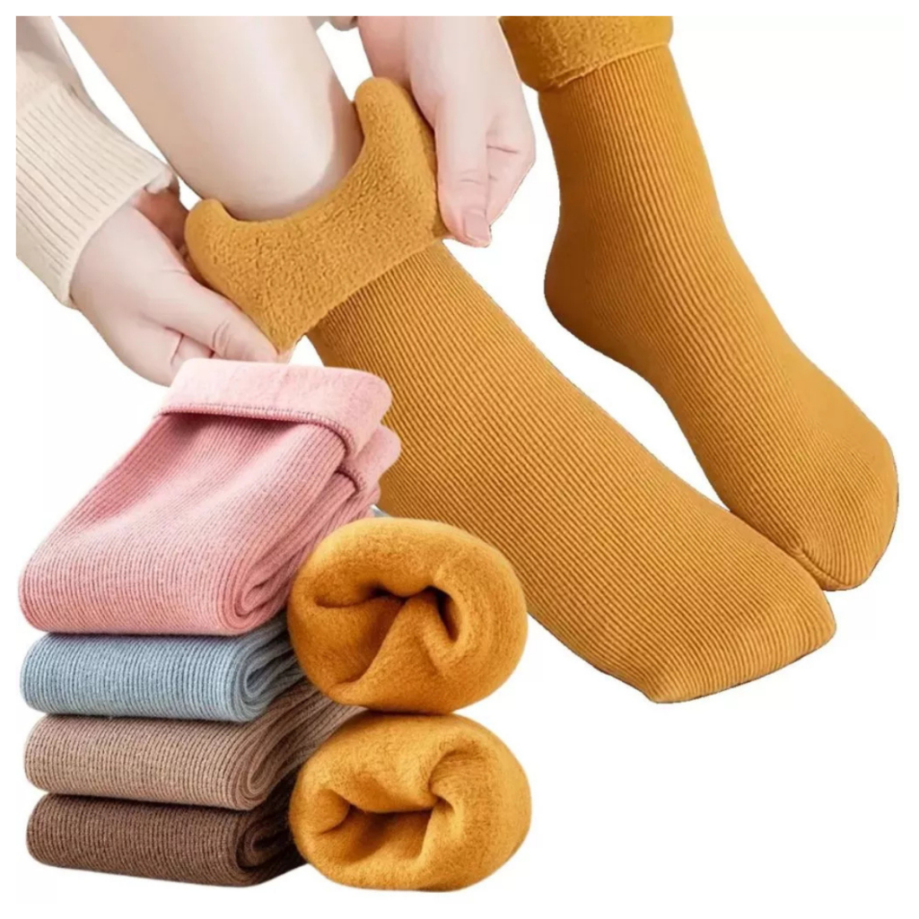 kit 3 -6 -12 Pares Meia Termica Forrada Grossa Inverno Peluciada De Alta Qualidade