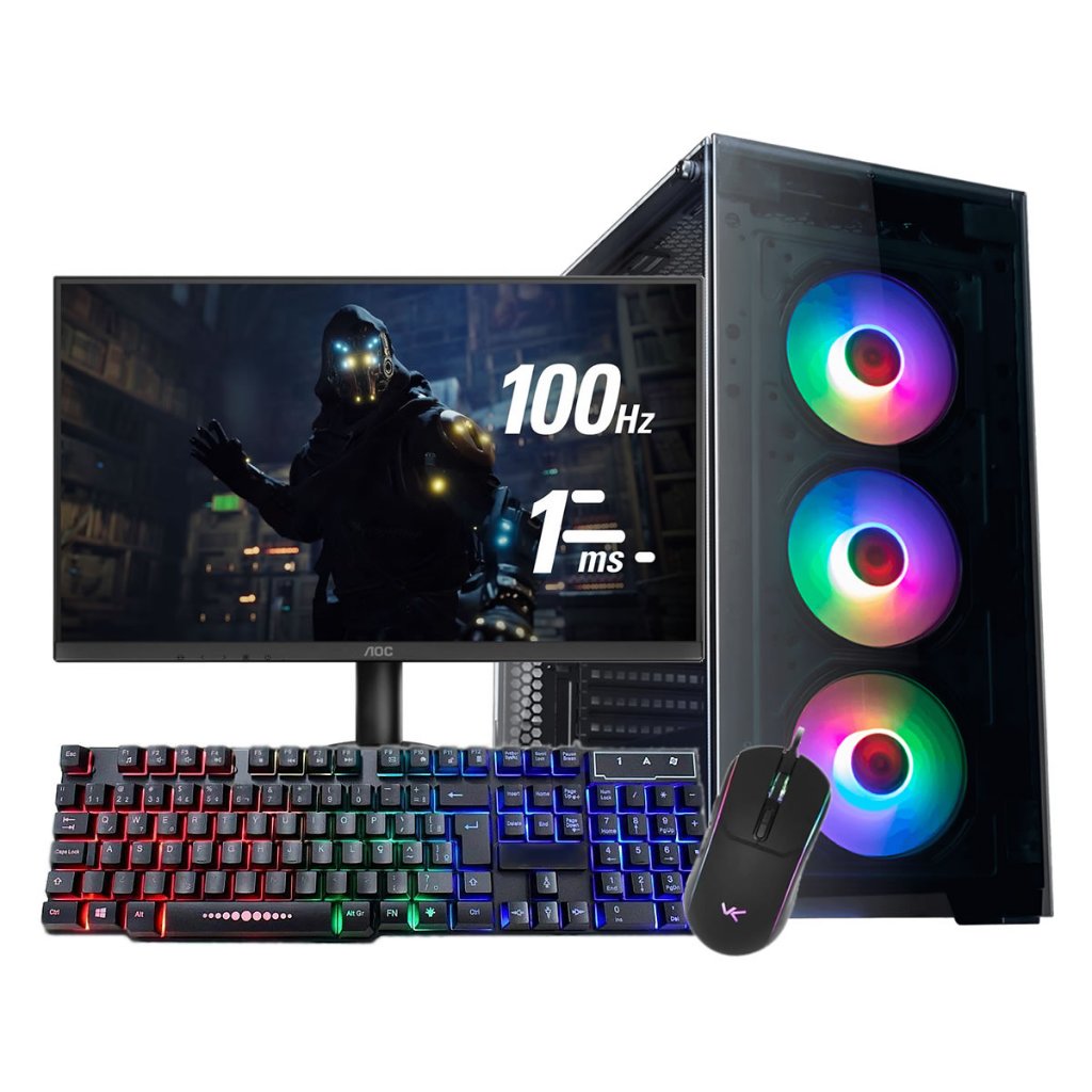 PC GAMER COMPLETO R5 5500/16 GB/NVME 1TB/RTX 3050 6GB/MONITOR 21,5 100HZ/KIT GA