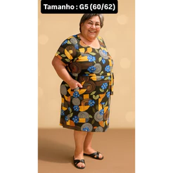 Vestido Plus Size - TAMANHO : G5(60/62) - REF 2009 - Tecido liganete ( malha fria )