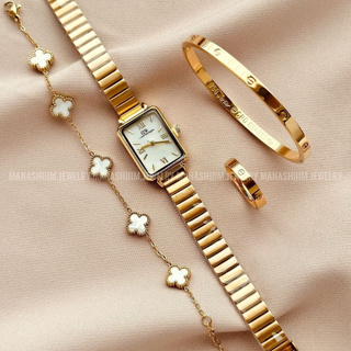 Kit Conjunto Relógio Feminino Dourado com Bracelete Pulseira e Anel Acessórios Femininos Relogio em Oferta na Shopee