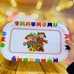 5 BANDEJA FESTA JUNINA 20x33 CM ARRAIA FESTA JUNINA 7130-340 ESPANTALHO (CHOCO)