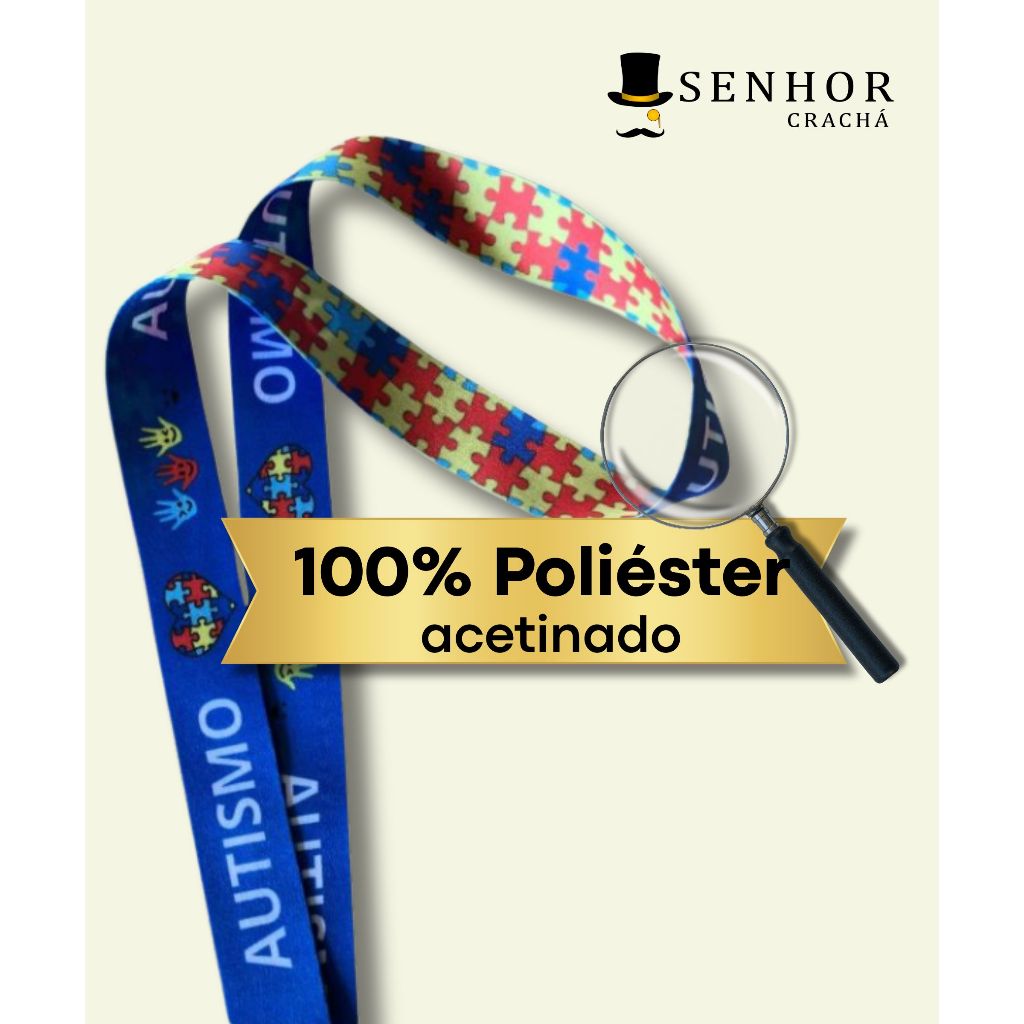 Crachá autismo, TDAH, autista, SUS + cordão personalizado + arte grátis