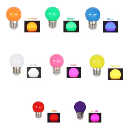 Kit 10 Lâmpada Led Bolinha G45 3w COLORIDA 110-240v E27 Varal Festa