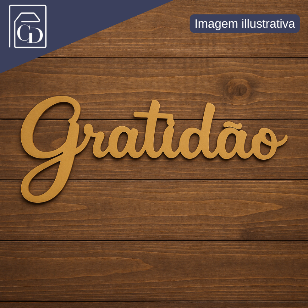 Aplique Decorativo Gratidão em MDF – Ideal para Painéis e Ambientes