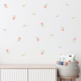 Adesivo Flor Florzinha Rosa com Folha para Quarto de Menina Decoração Infantil Delicada em Oferta na Shopee
