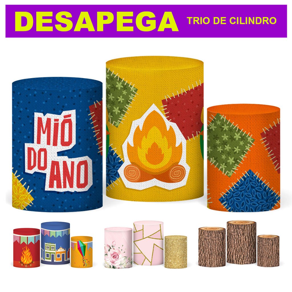 Trio Capa Cilindro Decoração de Festa Vários Modelos Em Tecido - Desapega em Oferta na Shopee