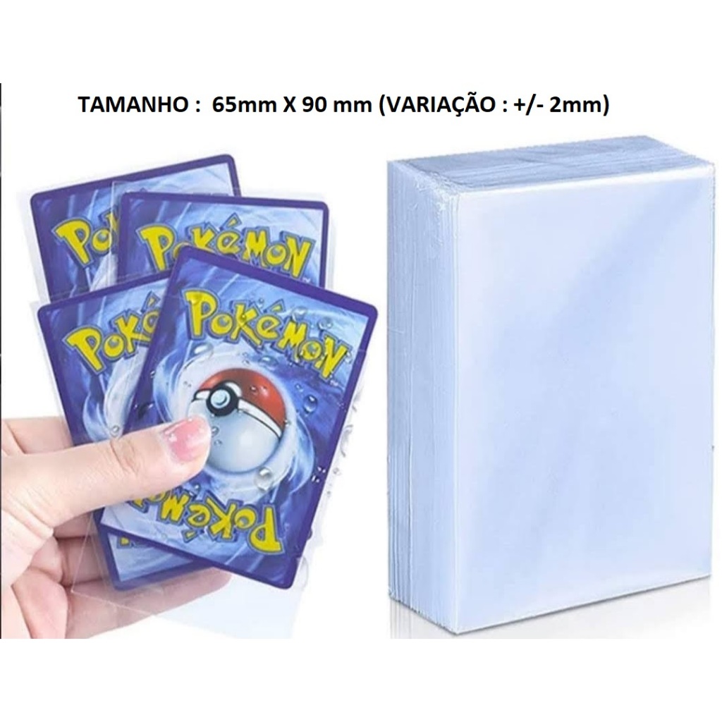 Protetor de Cartas Sleeve Shield Básico Transparente Pokémon Magic MTG  TCG 100 und One Piece, Exploding Kittens, Nostra