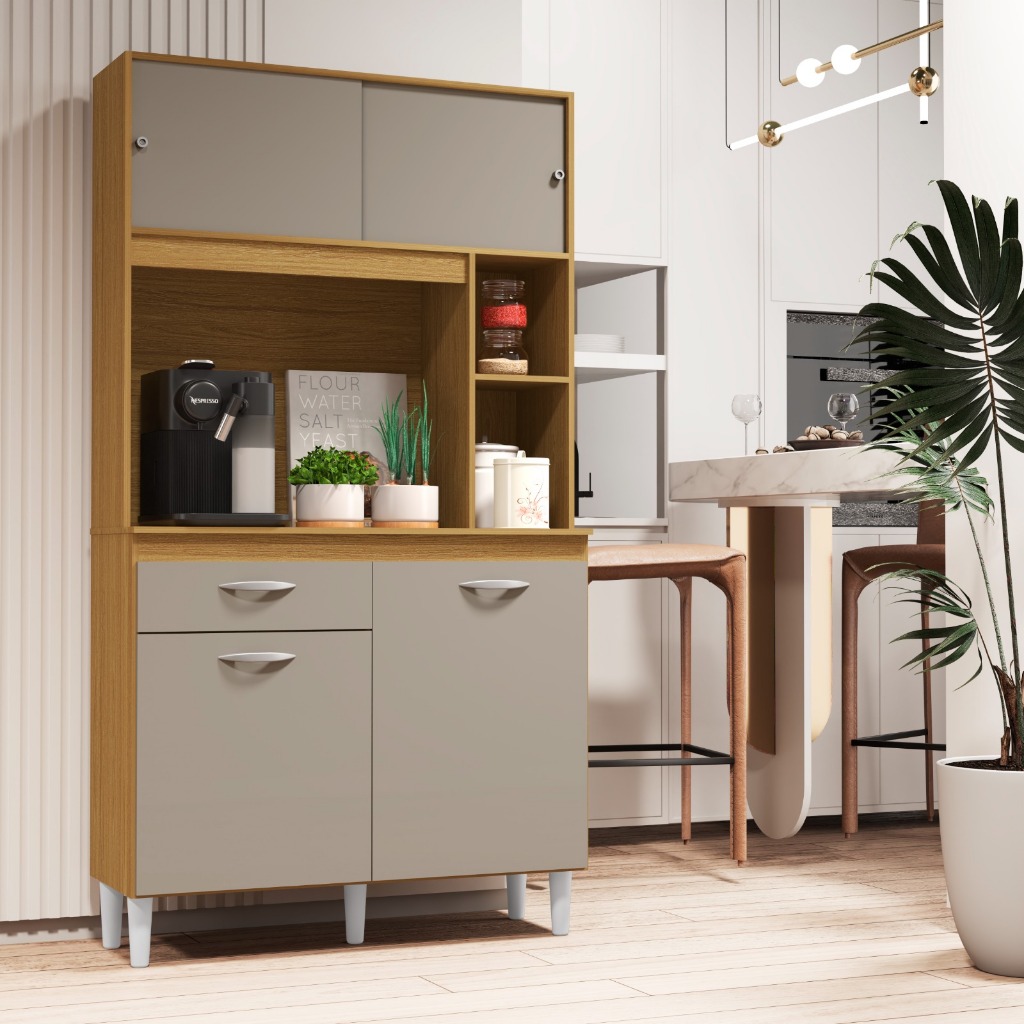 Armário Sala de Jantar Cozinha Compacta Organizador Duda 172x90x35cm Com Gaveta Várias Cor...
