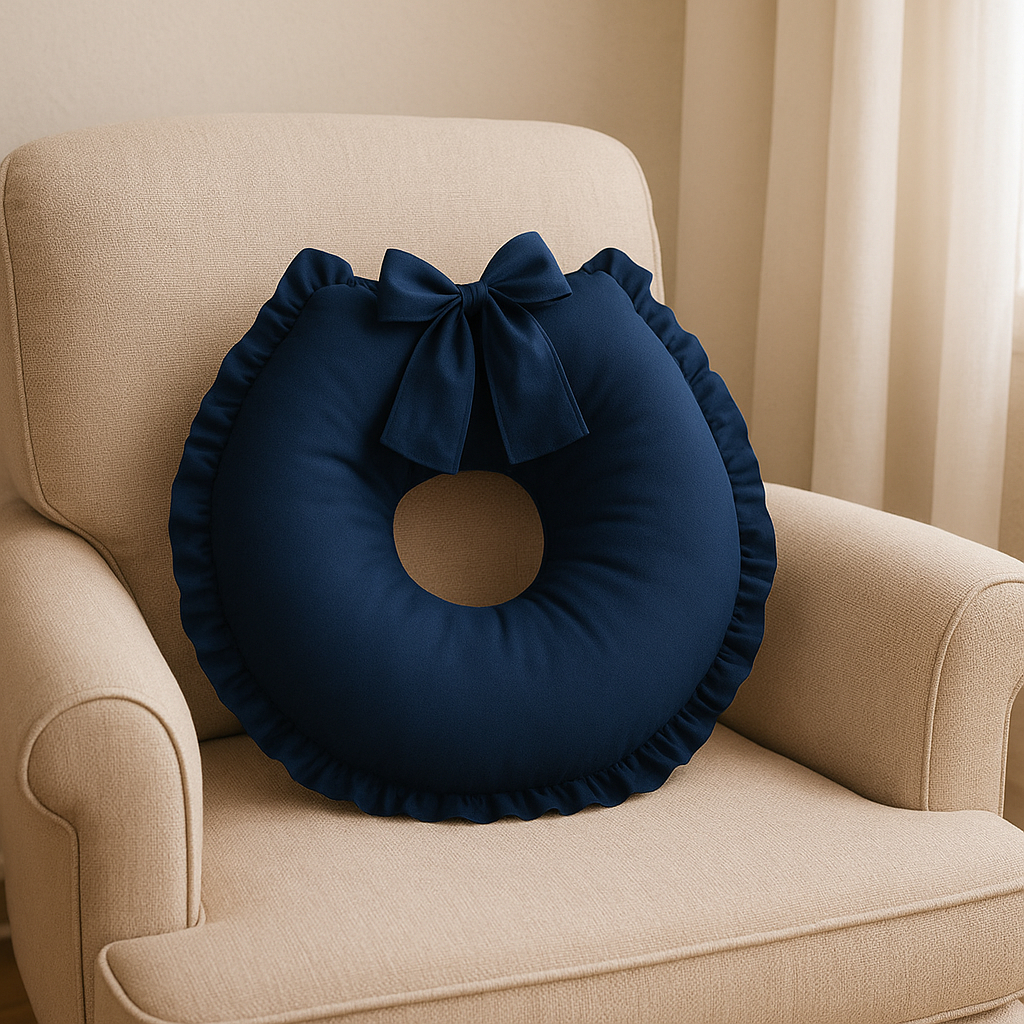 Almofada Para Amamentação Travesseiro de Amamentar Bebe Azul Marinho Lisa com Babado Zíper em Oferta na Shopee