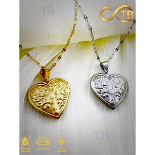 TB Moda Colar Pingente Medalhão de Coração Amor em Aço Inoxidável Feminino Porta-foto banhado a ouro em Oferta na Shopee