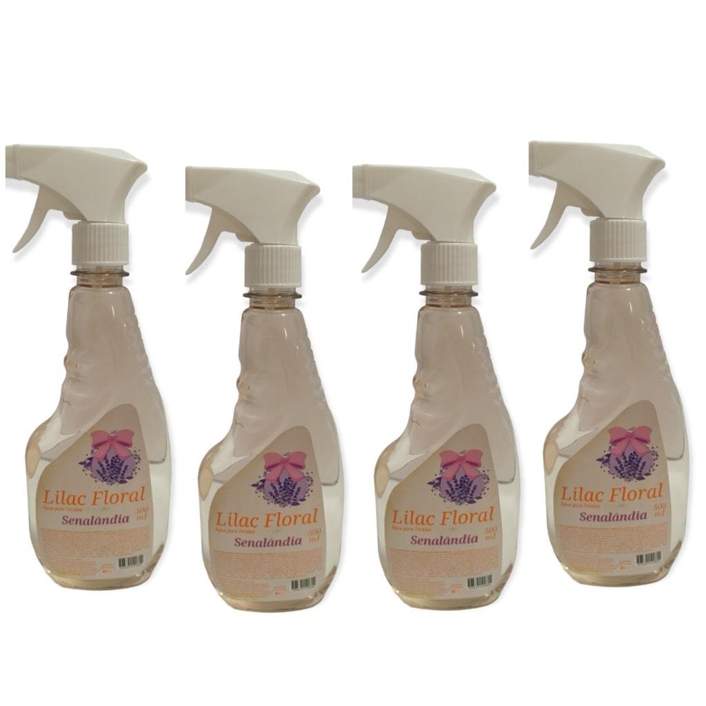 Kit 4 Água para Tecido Borrifador Gatilho 500ml Lilac Floral Facilitador Senalândia - Envio Já