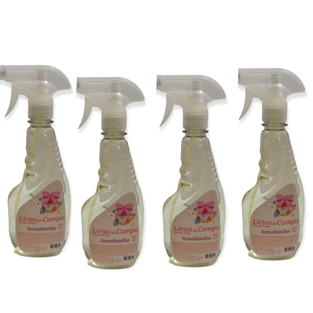 Kit 4 Água para Tecido Borrifador Gatilho 500ml Lírios Campo Facilitador Senalândia - Envio Já