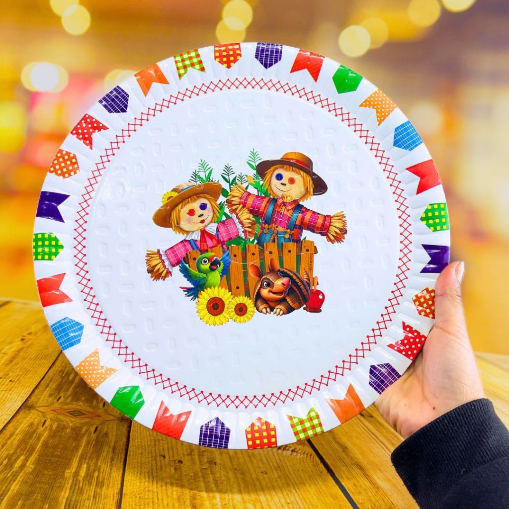 5 BANDEJA REDONDA FESTA JUNINA G 32 CM ARRAIA FESTA JUNINA 2025 - Stationery