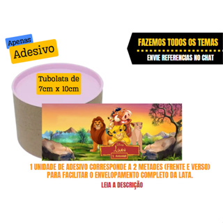 ADESIVO PARA TUBOLATA 7X10CM -  REI LEÃO - FAZEMOS QUALQUER TEMA - NÃO ACOMPANHA TUBOLATA em Oferta na Shopee