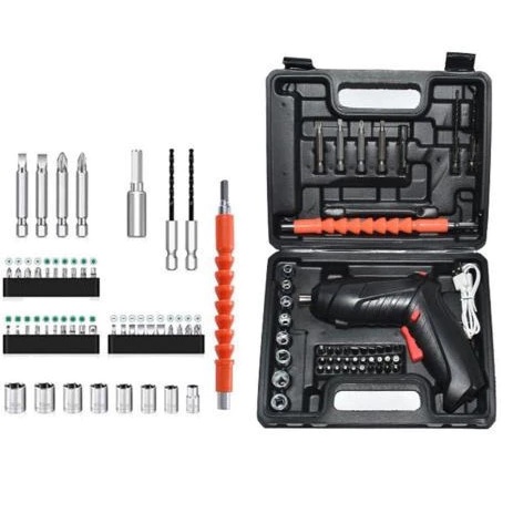 Kit Parafusadeira/Furadeira 48 Peças À Bateria Carregador Usb em Oferta na Shopee