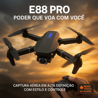 Drone E88 Pro 2024 com Câmera HD 1080p, Wi-Fi FPV, Dobrável e Resistente - Captura Aérea Incrível