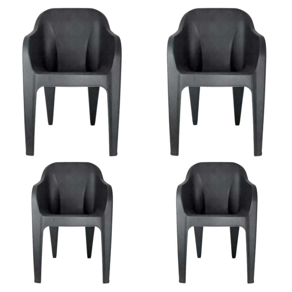 Kit com 4 Poltronas Pretas Confortaveis Cadeiras Com Apoio de Braço Resist 200 em Oferta na Shopee