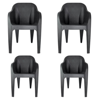 Kit com 4 Poltronas Pretas Confortaveis Cadeiras Com Apoio de Braço Resist 200 em Oferta na Shopee