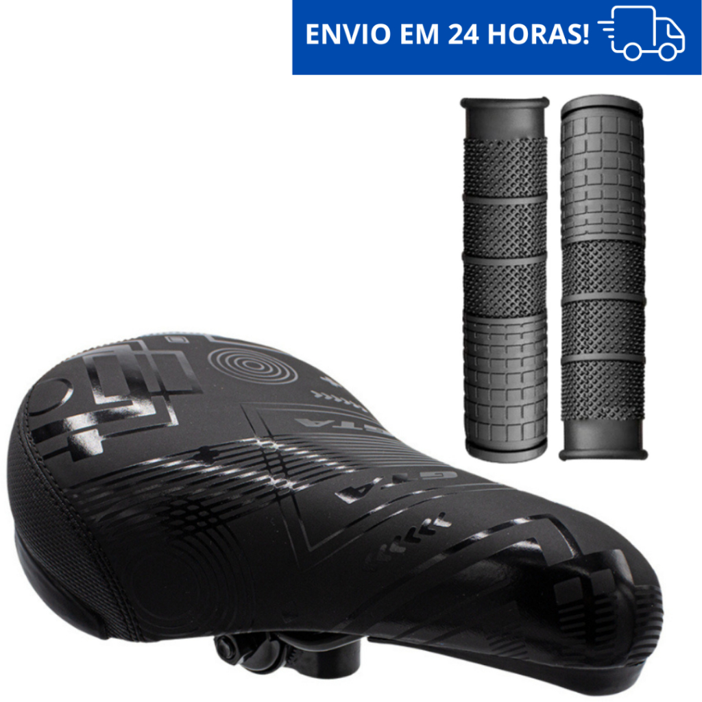 Banco Selim Gta Bmx Bicicleta Bike Macio Preto Confortável Par Manopla MMGK em Oferta na Shopee