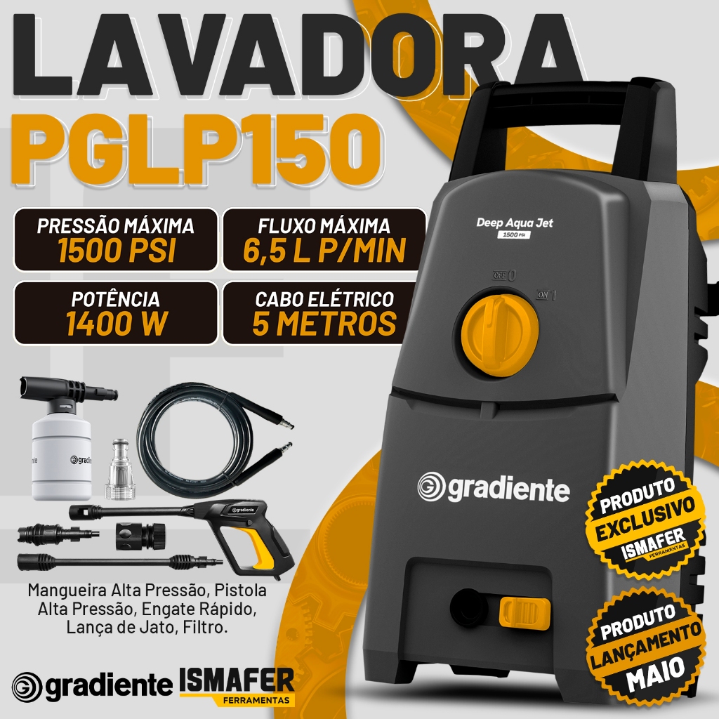 Lavadora De Alta Pressão Gradiente Compacta 1500psi 1400w