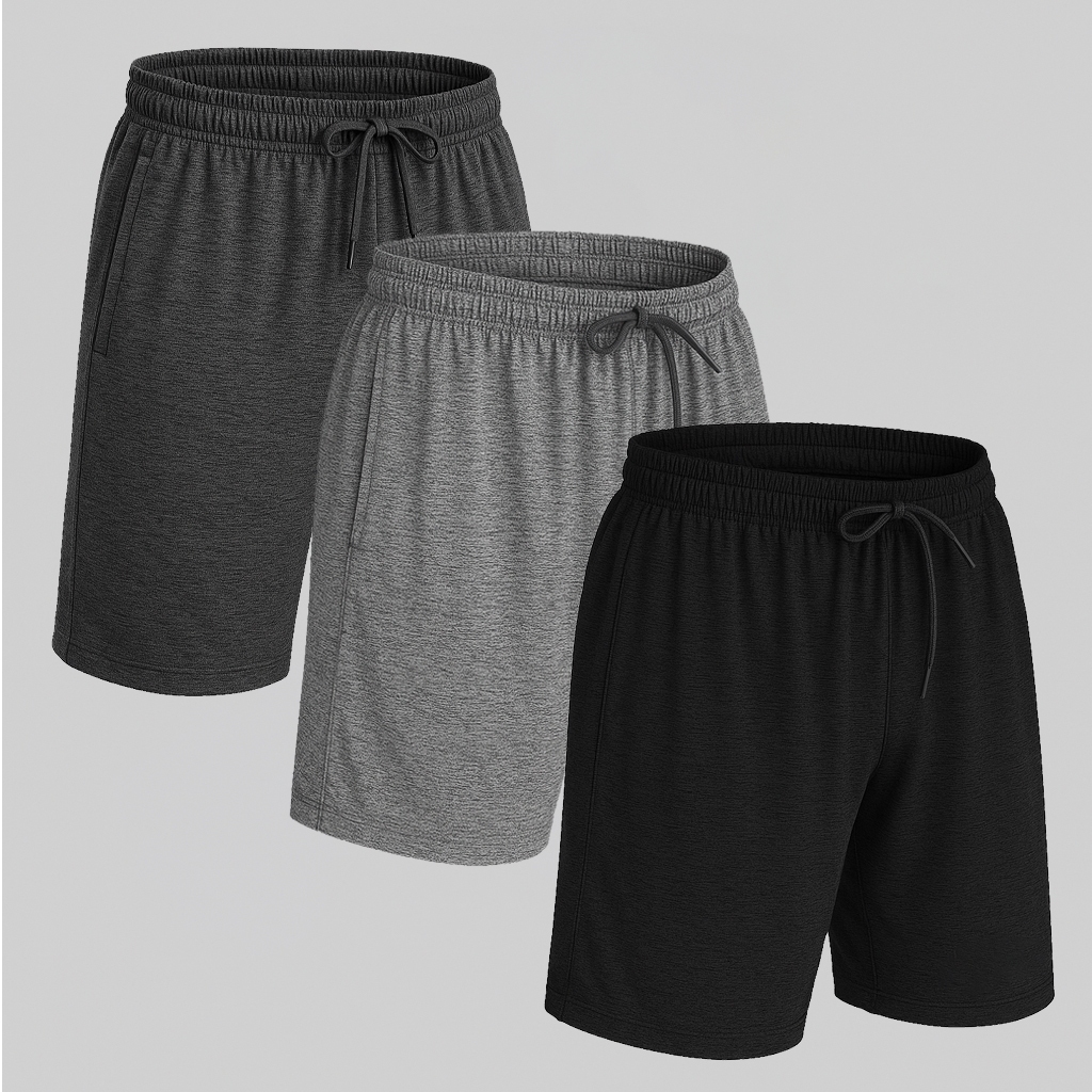 VB ONLINE Kit 3 Shorts Bermuda Dry Fit Anti-Suor Plus Size Masculina Academia Treino do G1 ao G3