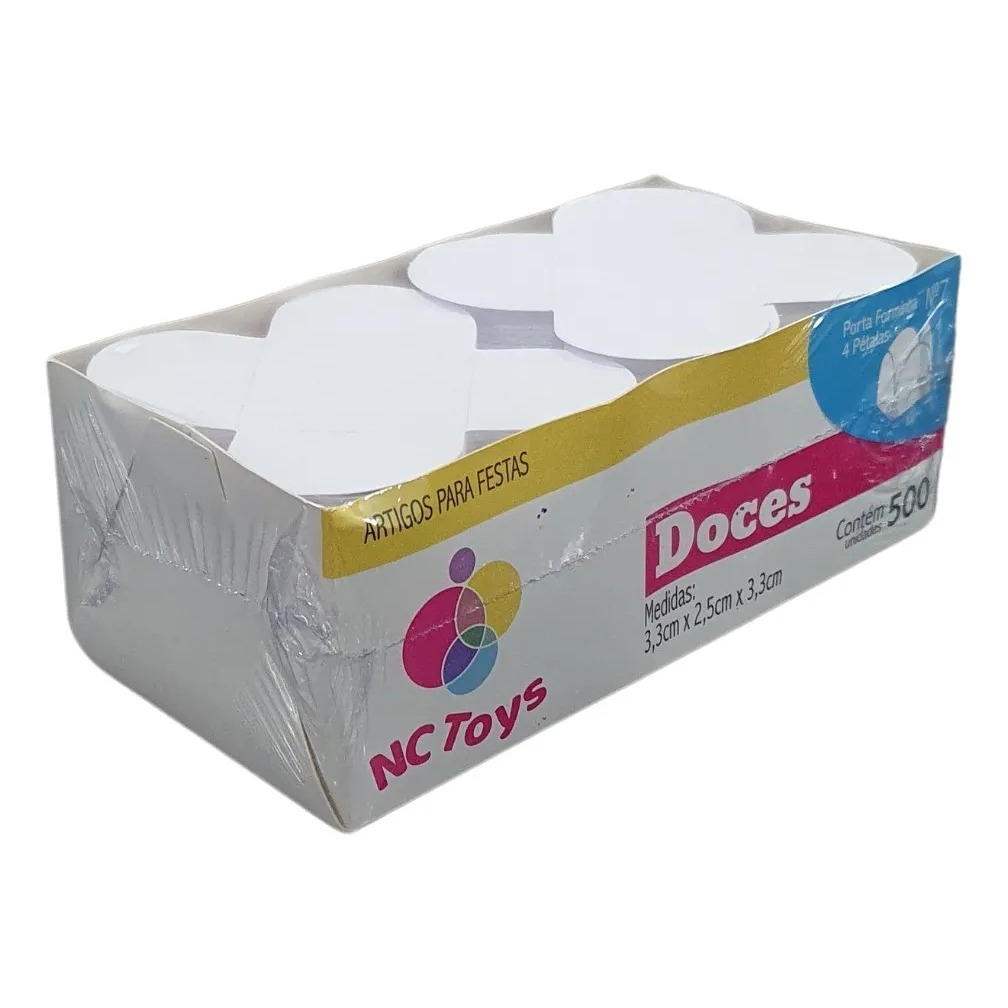 Caixa Master 500 Forminhas  BRANCA para Doces Nº 7, 4 petálas