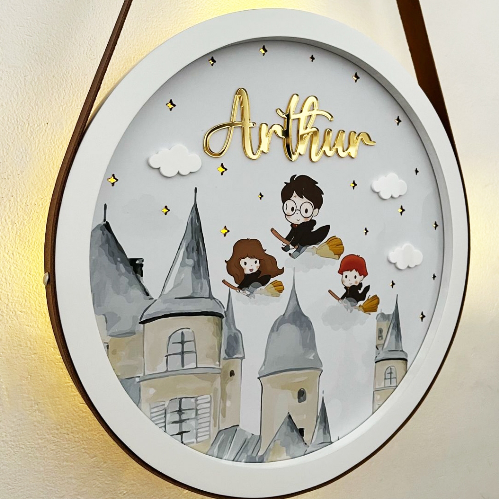 Porta Maternidade Harry Potter - Com Moldura -  LED -  Personalizado - PM043 em Oferta na Shopee