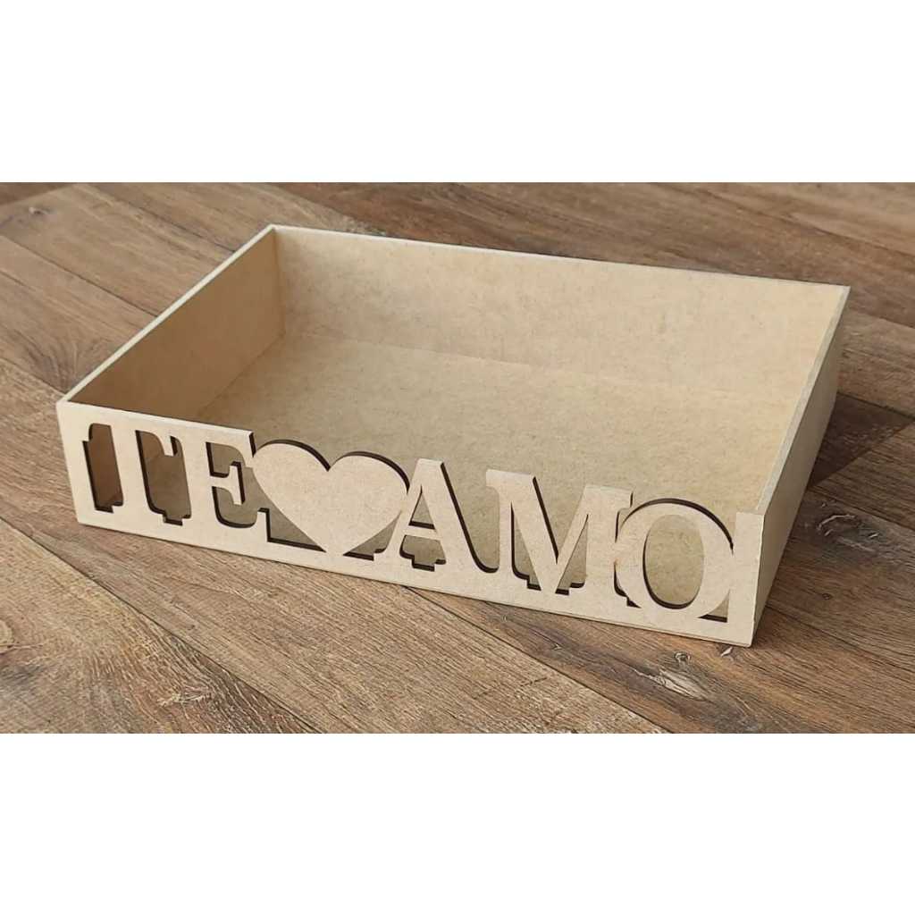 Bandeja Cesta Café da Manhã TE AMO em MDF cru Amor Dia dos Namorados ENVIO IMEDIATO Te Amo