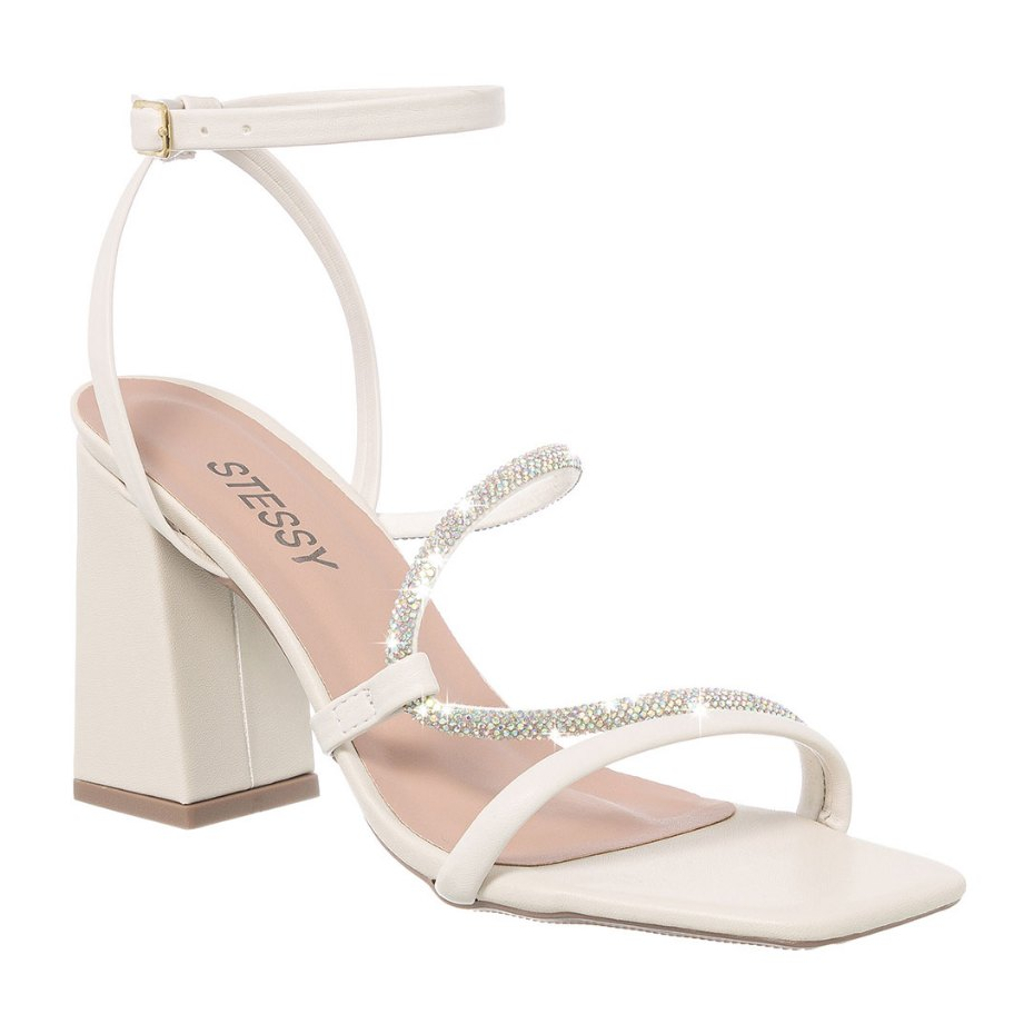 Sandália Feminina Salto Bloco Strass Brilho Festa Confortável Cristal Casamento Original em Oferta na Shopee