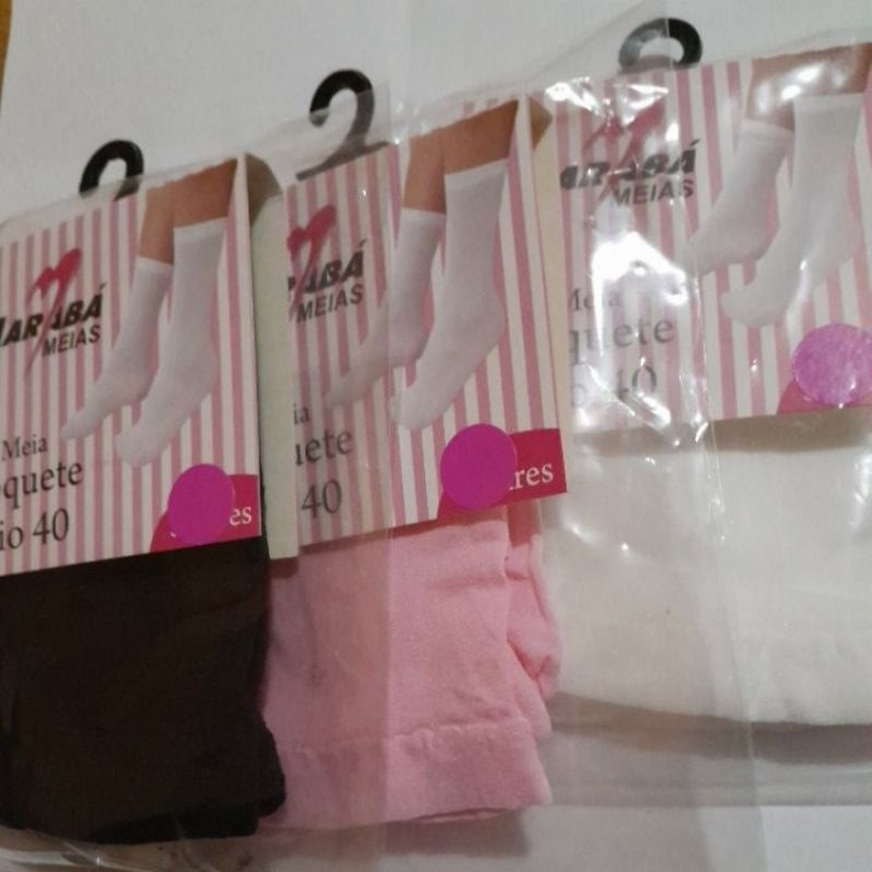 KIT 02 PARES MEIA SOQUETE BASICA FIO 40 ADULTO CORES ROSA BB,PRETA,BRANCO,BEGE