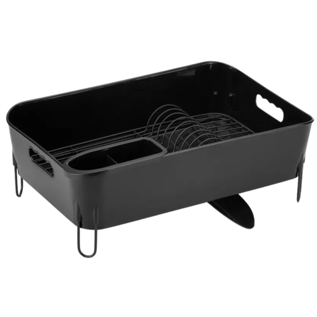 Escorredor De Louça Organizador De Pia 12 Pratos Copos Suporte Porta Talheres Deluxe Preto Arthi em Oferta na Shopee