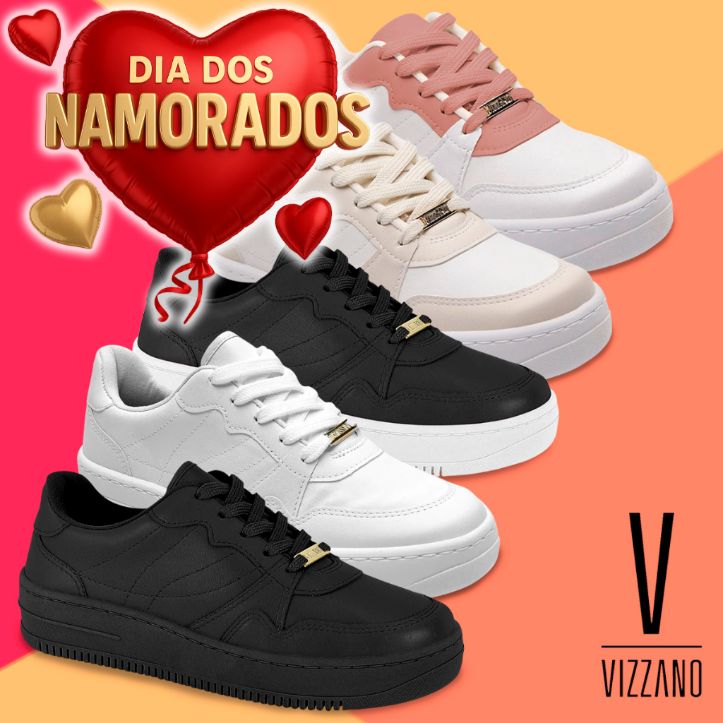 Tênis Vizzano Feminino Casual Plataforma Macia Moda Passeio Leve Ultra Conforto Flatform D...