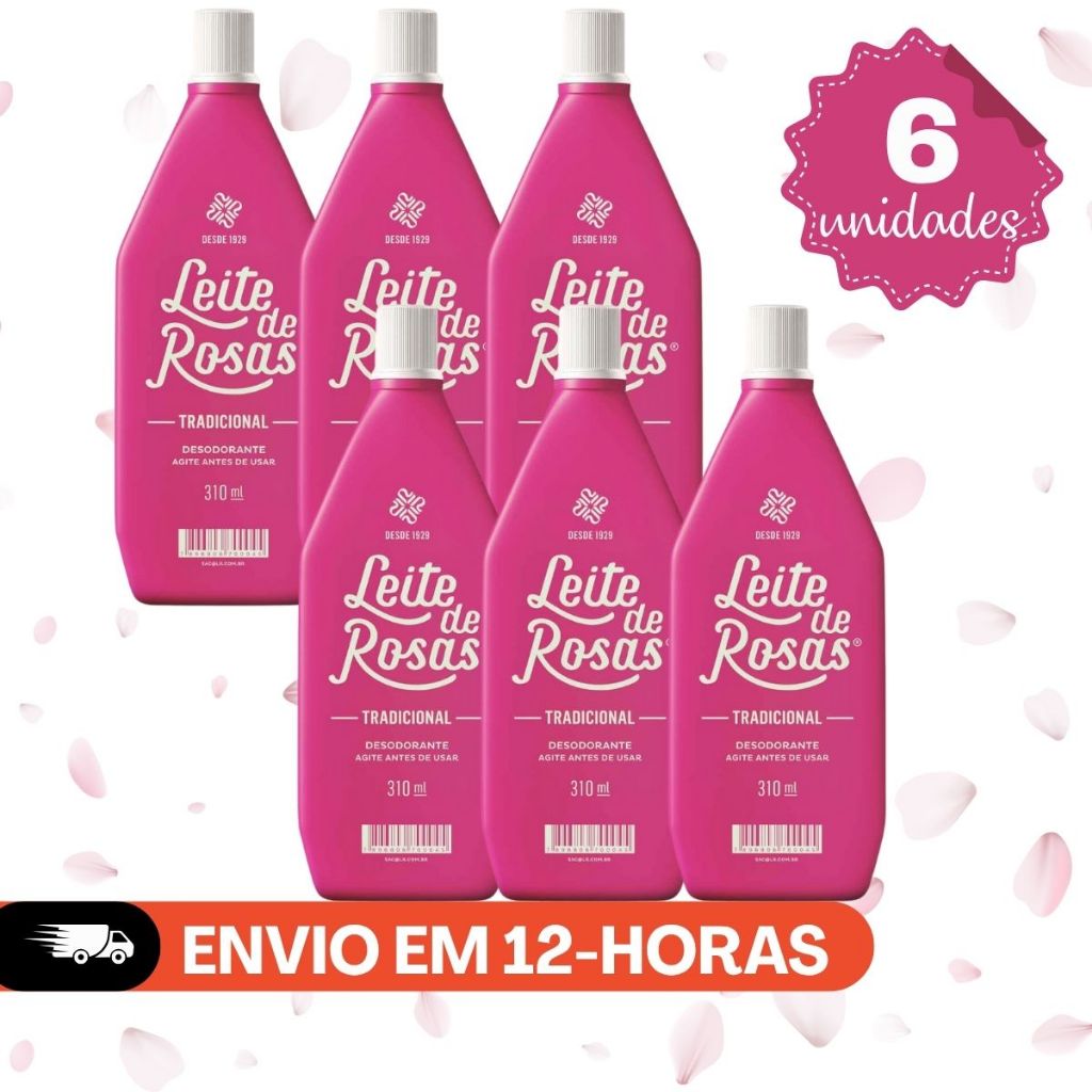 KIT C/6 DESODORANTES LEITE DE ROSAS: FRESCOR CLÁSSICO 310 ML LOÇAO CORPORAL LEITE DE ROSAS em Oferta na Shopee