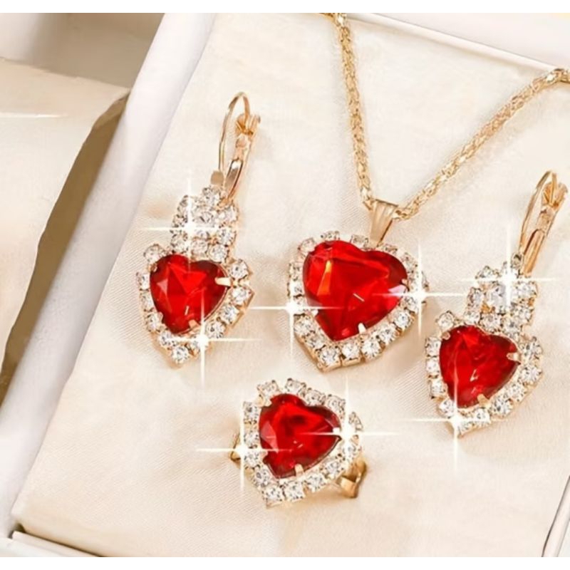 Conjunto De 3 Peças Em Pedras brilhantes  E Strass, Anel Ajustável Ref 3000/3004/3003/3031