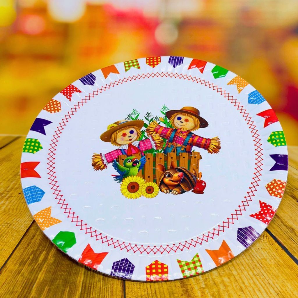 10 BANDEJA REDONDA FESTA JUNINA G 32 CM ARRAIA FESTA JUNINA 2025 - Stationery
