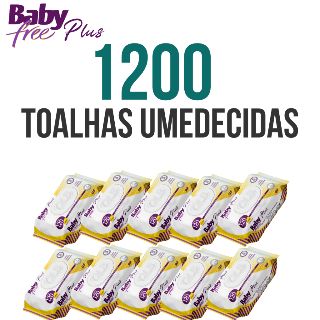 Caixa com 10 Lenços/Toalhas Umedecidas Baby Free Plus c/ 120 Unidades Cada – Tampa FlipTop em Oferta na Shopee