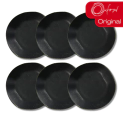 Prato Fundo Ryo Volcano 6 Unidades 22,5cm Preto Acetinado Oxford Porcelanas