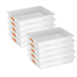 Kit 10 Bandejas Plásticas Retangular Bioprátika 3 L Pleion Branco