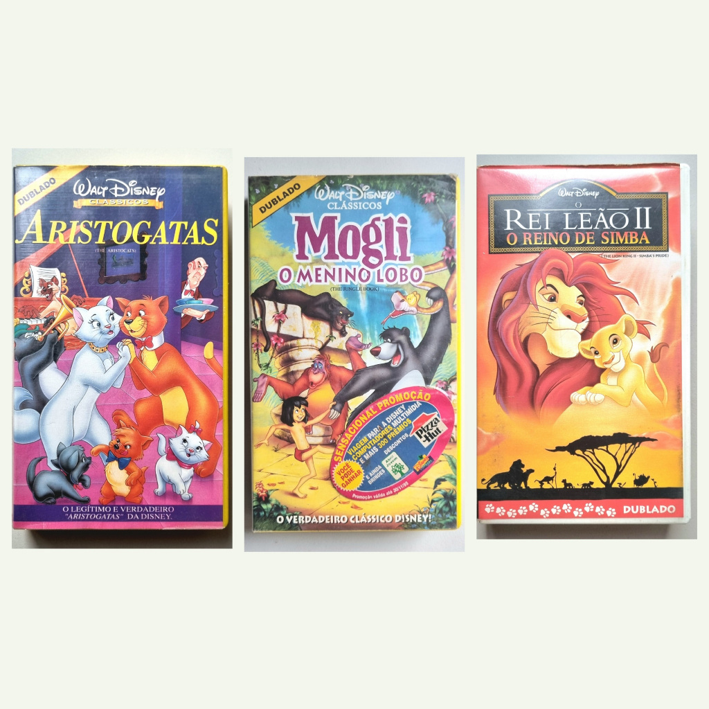 VHS Disney Aristogatas Mogli Rei Leão 2 Fita Video